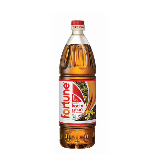 Fortune Kachi Ghani Mustard Oil, 910G PET Bottle - Rich in Omega 3 & 6