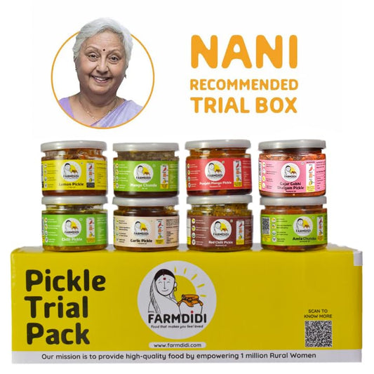 Farm Didi Pickles Trial Pack of 8 | Spicy & Sweet Achar | No Artificial Preservatives | Sun-Dried