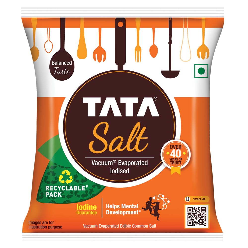 Tata Salt 1 Kg - Iodised, Free Flowing, Vacuum Evaporated