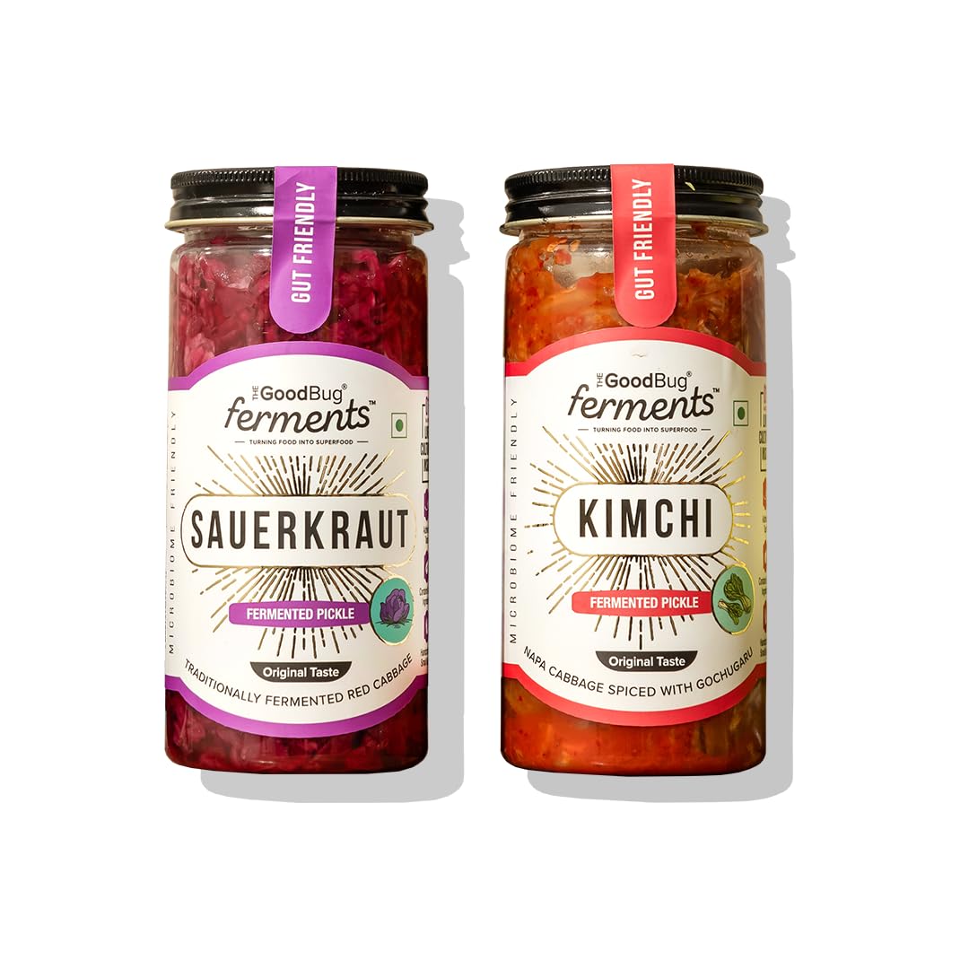 The Good Bug Kimchi & Sauerkraut Pickles, Pack of 2 - Probiotic-Rich, Oil-Free
