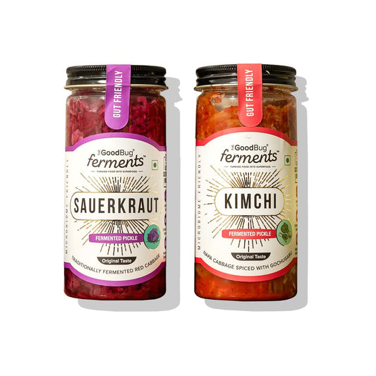 The Good Bug Kimchi & Sauerkraut Pickles, Pack of 2 - Probiotic-Rich, Oil-Free