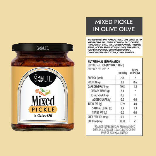 ADF Soul Mixed Pickle - 275g | Flavorful Veggie Mix in Olive Oil