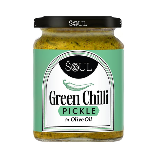 ADF Soul’s Green Chilli Pickle in Olive Oil - 265g, Spicy & Flavorful