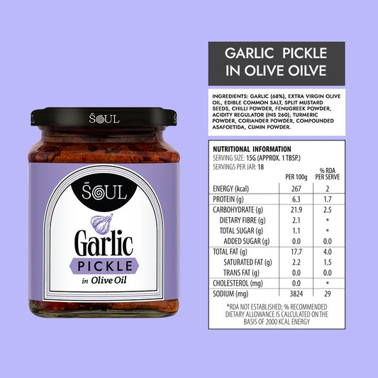 ADF Soul Garlic Pickle in Olive Oil | 275g | Bold Flavor & Freshness