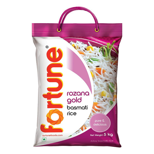Fortune Rozana Gold Basmati Rice, 5 kg - Flavourful Daily Cooking Rice