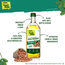 Tata Simply Better Cold Pressed Groundnut Oil 1L - Cholesterol Free, A1 Grade