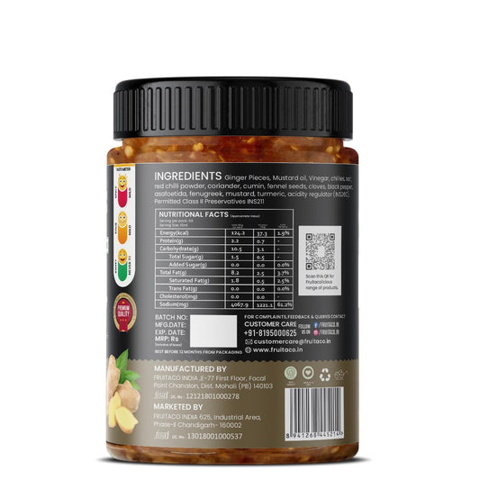 Fruitaco Ginger Pickle - 500 Gm Spicy Indian Pickle