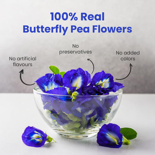 BLUE TEA Butterfly Pea Flower Tea - 30 Bags - Caffeine Free Herbal Tea