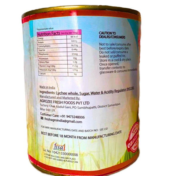 Agrozee Canned Whole Lychee in Sugar Syrup, 850g (Pack of 2)