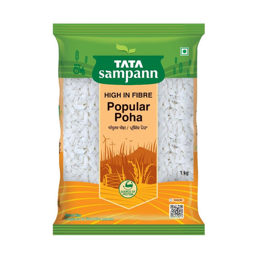 Tata Sampann Popular Poha, Thick, 1kg - High in Fibre & Protein