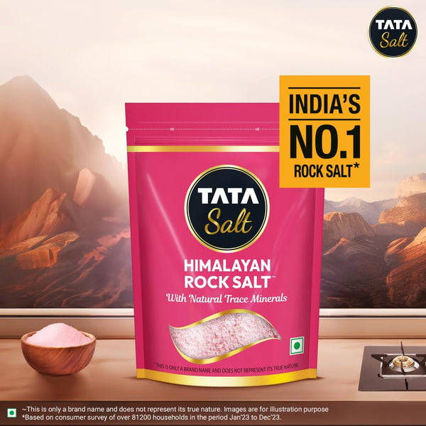 Tata Himalayan Rock Pink Salt, 1kg Pouch, Low Sodium, Crystal Salt