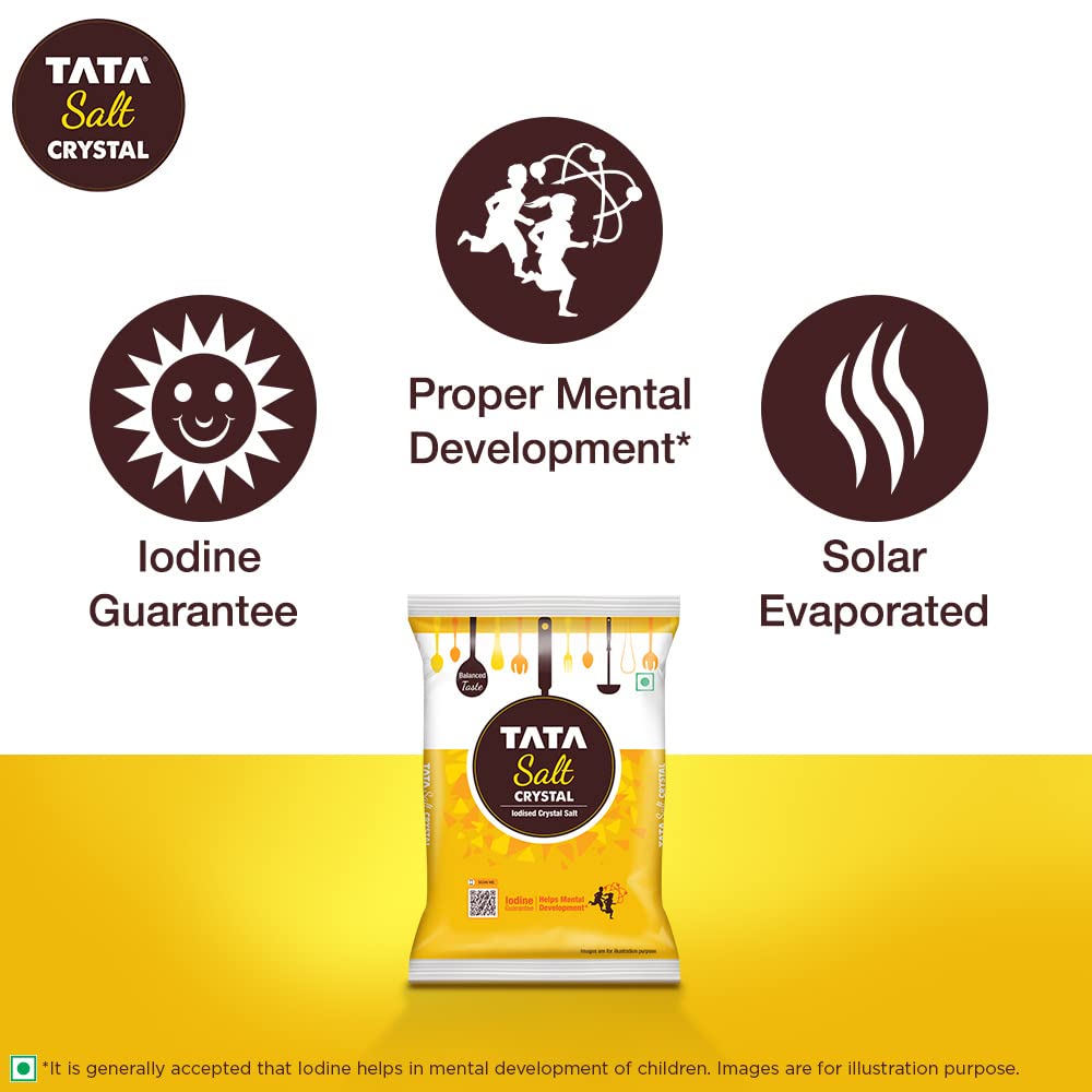 Tata Salt Crystal Salt, 1 kg - Iodine Guaranteed Cooking Salt