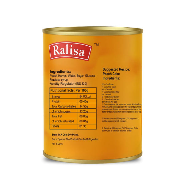 Ralisa Peach Halves in Light Syrup - 820g Canned Fruits