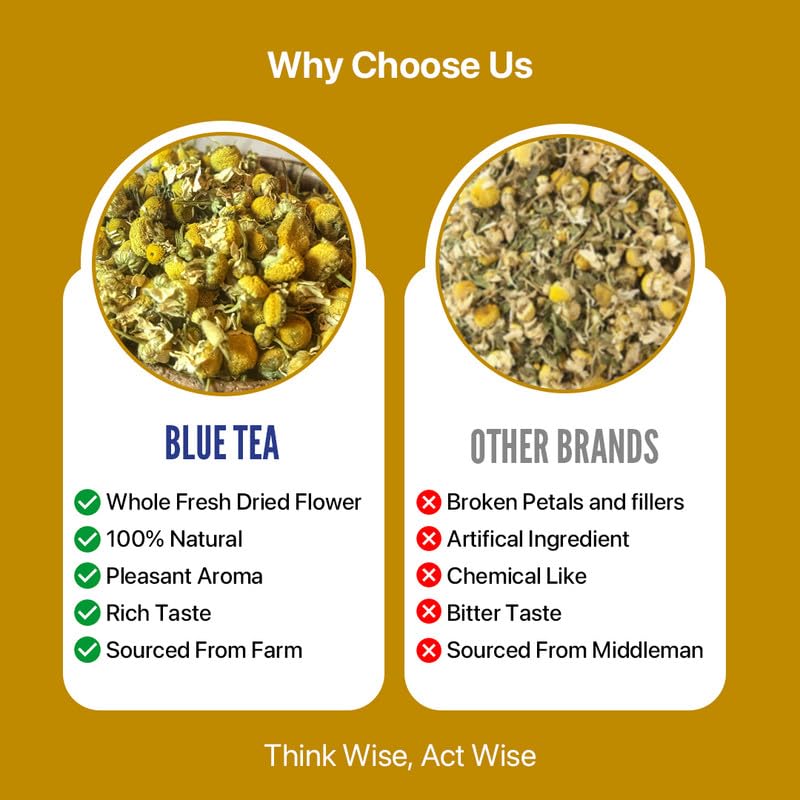 BLUE TEA Chamomile Tea - 30 g - Caffeine Free Herbal Tea - 30+ Cups