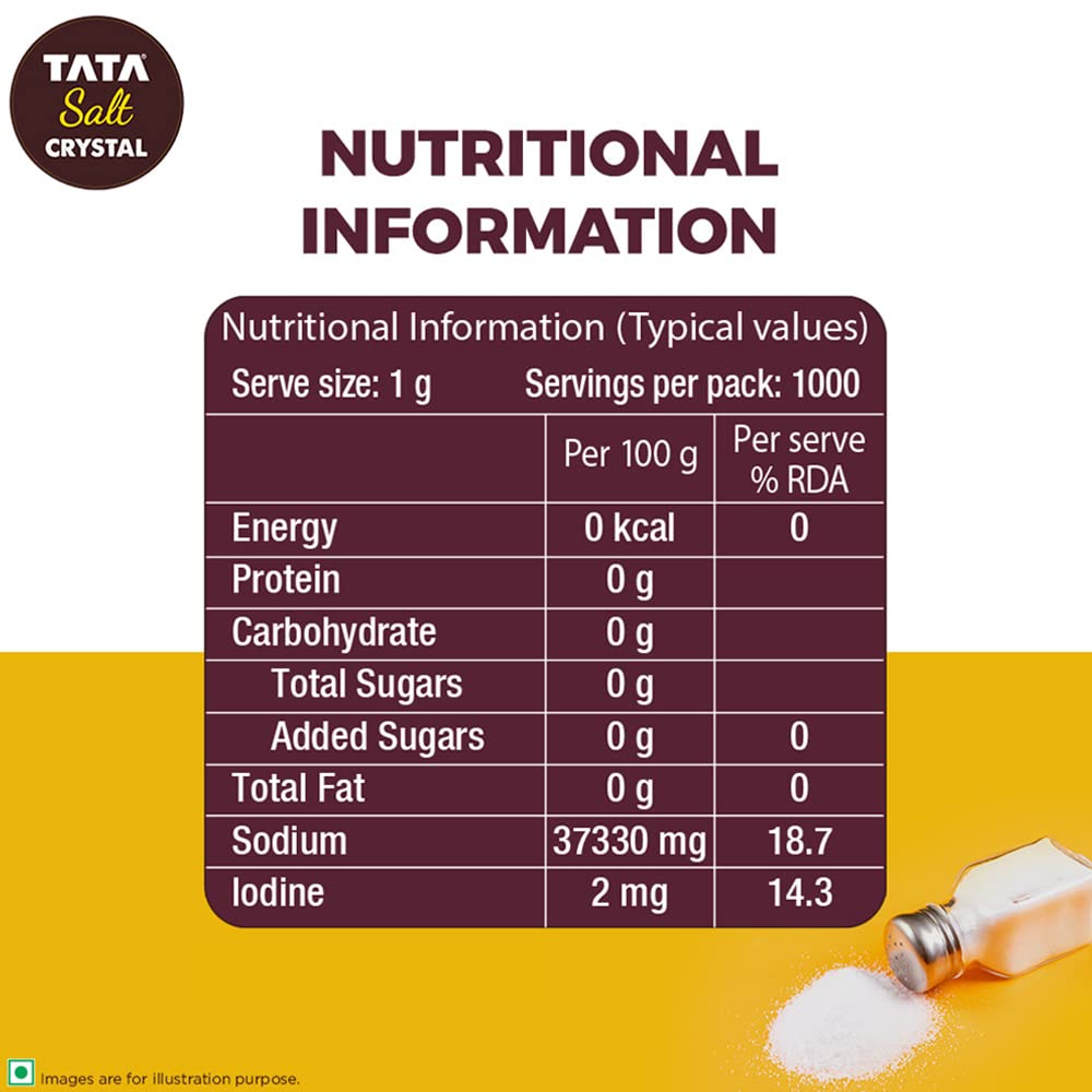 Tata Salt Crystal Salt, 1 kg - Iodine Guaranteed Cooking Salt