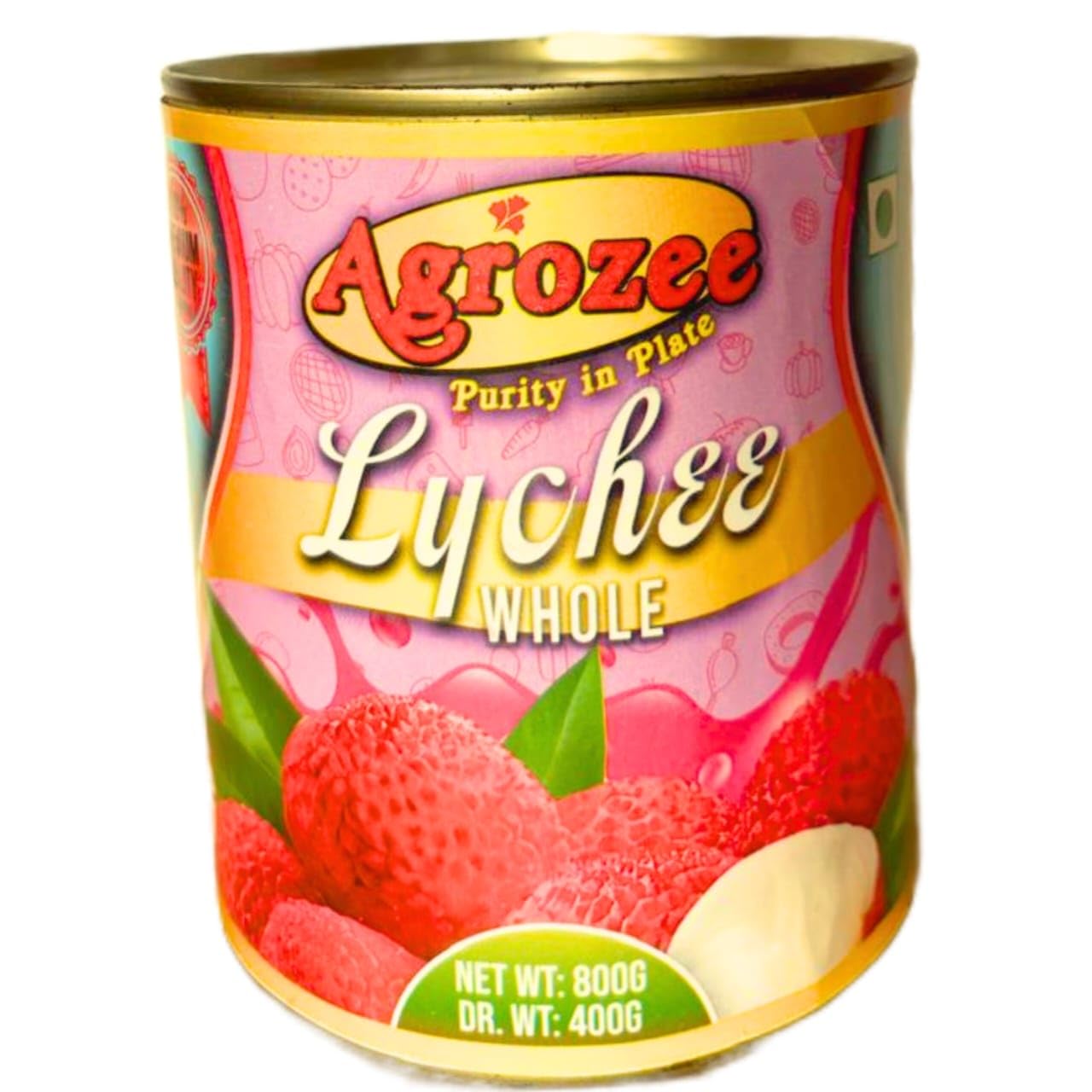 Agrozee Canned Whole Lychee in Sugar Syrup, 850g (Pack of 2)
