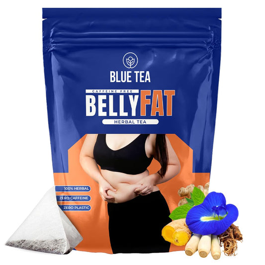 BLUE TEA Belly Tea - 30 Pyramid Tea Bags - Caffeine Free - Plant-Based