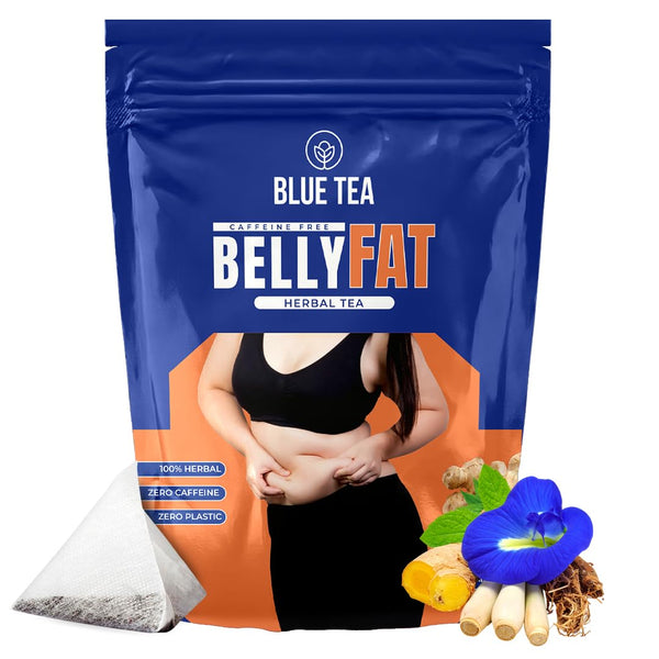 BLUE TEA Belly Tea - 30 Pyramid Tea Bags - Caffeine Free - Plant-Based