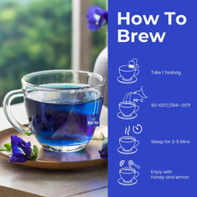 BLUE TEA Butterfly Pea Flower Tea - 30 Bags - Caffeine Free Herbal Tea