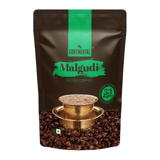 Continental Malgudi Filter Coffee Powder | 500gm Pouch | 53% Coffee & 47% Chicory | Traditional South Indian Brew