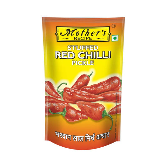Mother's RECIPE Stuffed Red Chilli Pickle Pouch, 200 g - Spicy Banarasi Speciality