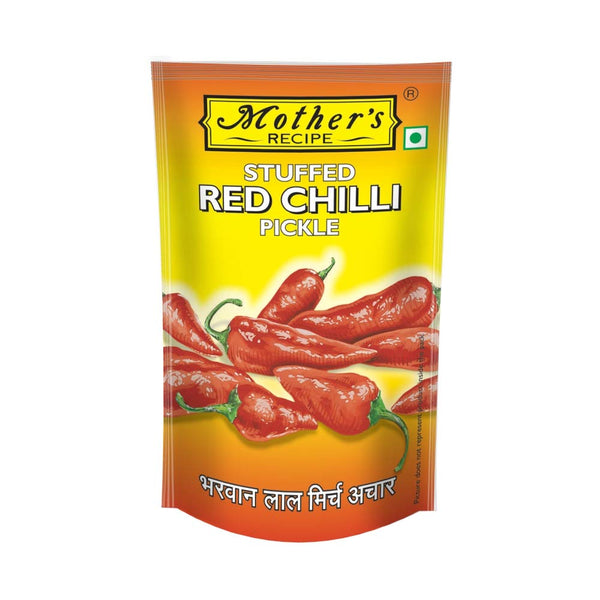Mother's RECIPE Stuffed Red Chilli Pickle Pouch, 200 g - Spicy Banarasi Speciality
