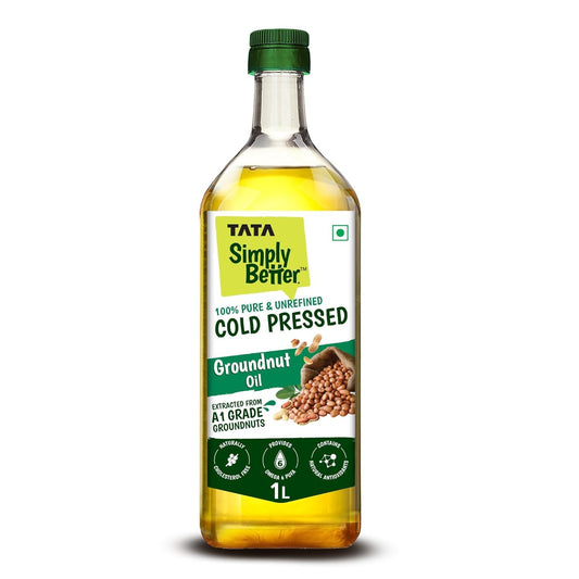 Tata Simply Better Cold Pressed Groundnut Oil 1L - Cholesterol Free, A1 Grade