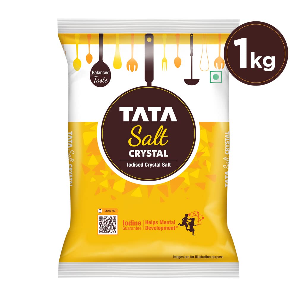 Tata Salt Crystal Salt, 1 kg - Iodine Guaranteed Cooking Salt