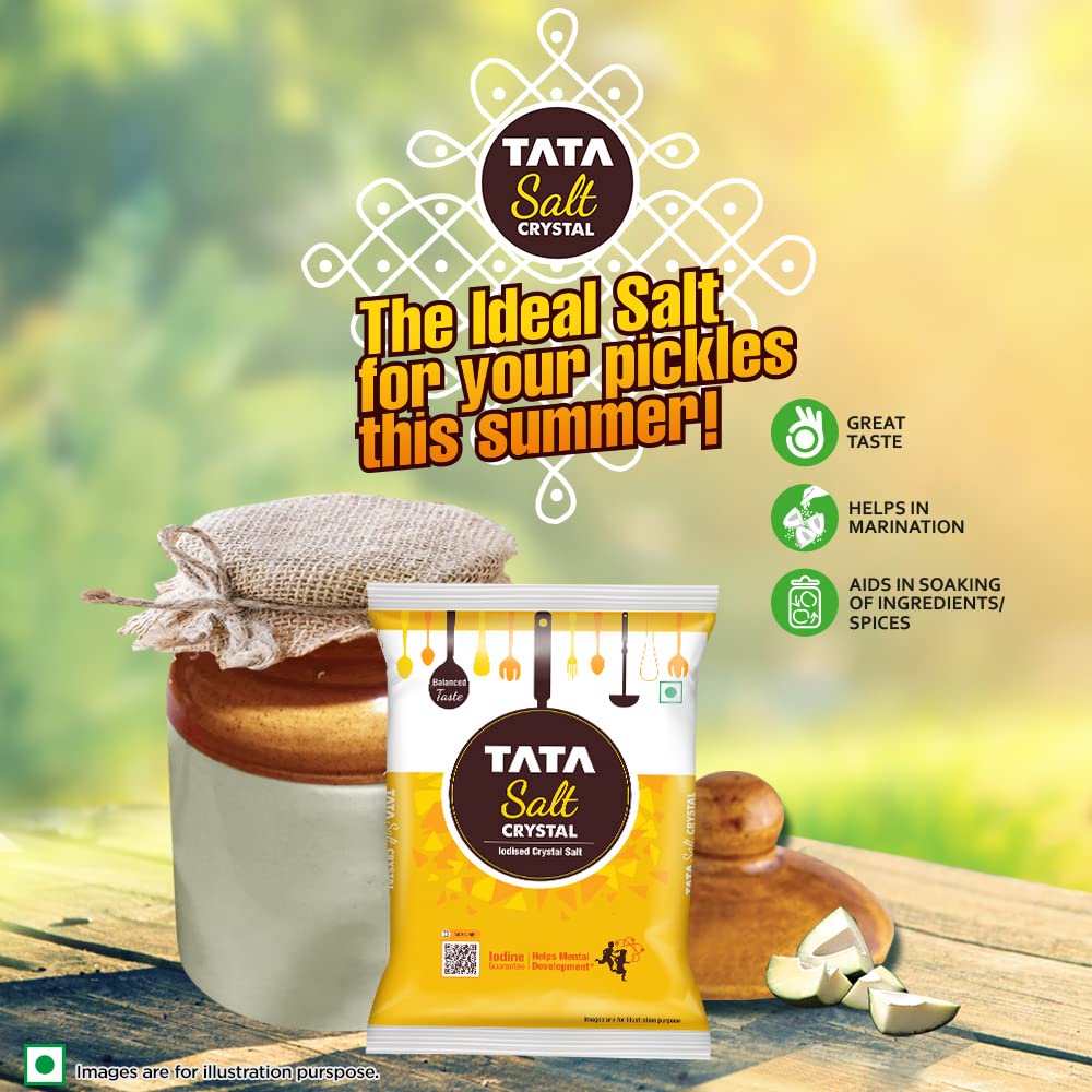 Tata Salt Crystal Salt, 1 kg - Iodine Guaranteed Cooking Salt