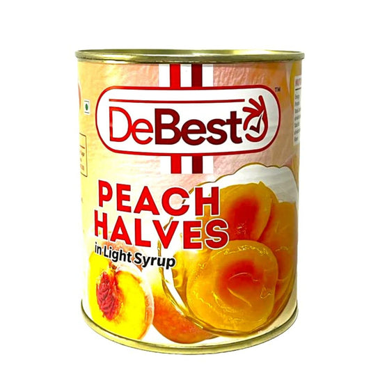 De Besto Canned Peach Halves 800g in Light Syrup - Versatile for Desserts & Salads