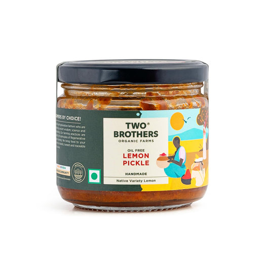 Two Brothers Organic Farms Lemon Pickle 300g | Sweet and Sour, Oil Free, No Artificial Preservatives