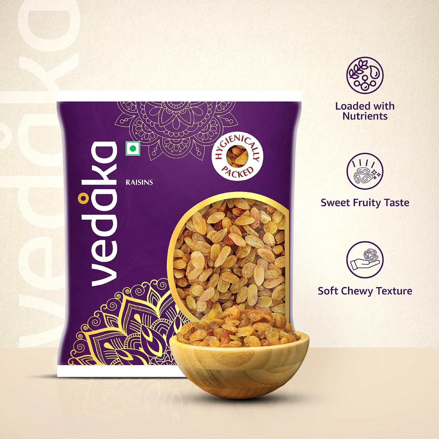 Vedaka Raisins | 500 Gram | Dried Grapes | Low Fat Snack