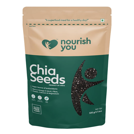Nourish You Chia Seeds 500g - Rich in Omega-3 & Fiber, Low Sodium