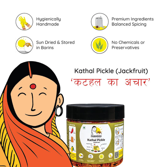 FarmDidi Jackfruit Pickle 325g | Handmade Kathal ka Achar in Mustard Oil | No Chemical Preservatives