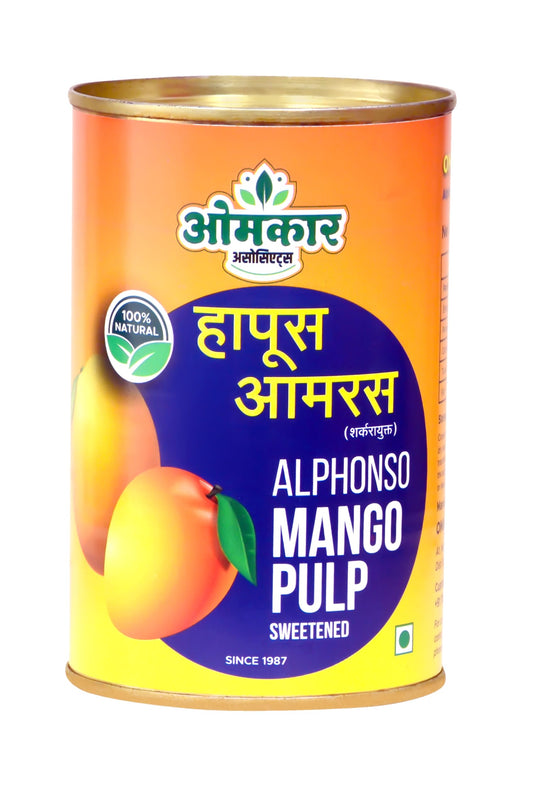 OMKAR ASSOCIATE'S Alphonso Mango Pulp 450 gm - Canned Fruits, No Preservatives