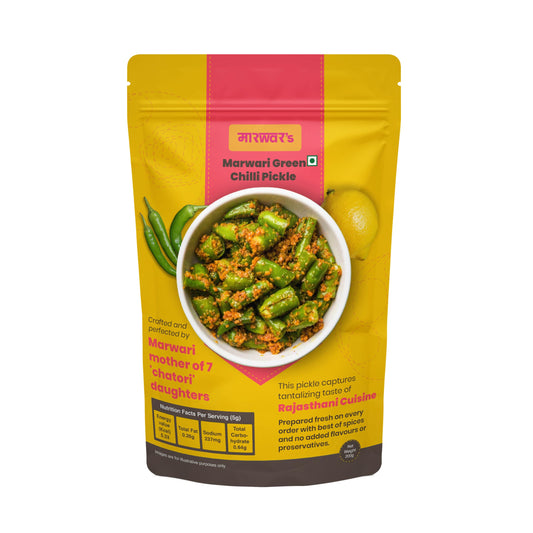 Marwar's Green Chilli Pickle 200g | Rajasthani Homemade Achar | No Preservatives