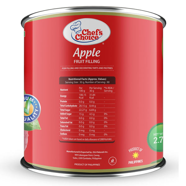 Chef's Choice Apple Fruit Filling Can - 2.7 Kg | Canned Fruits for Baking