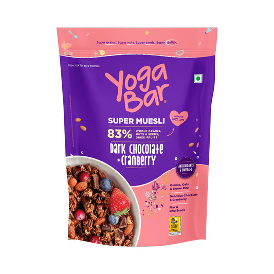 Yogabar Wholegrain Breakfast Muesli - Dark Chocolate & Cranberry, 700g Pack