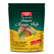 Nature's First Totapuri Mango Pulp 1 Kg Pouch - Fresh Mango Flavor for Smoothies, Desserts, and Juices