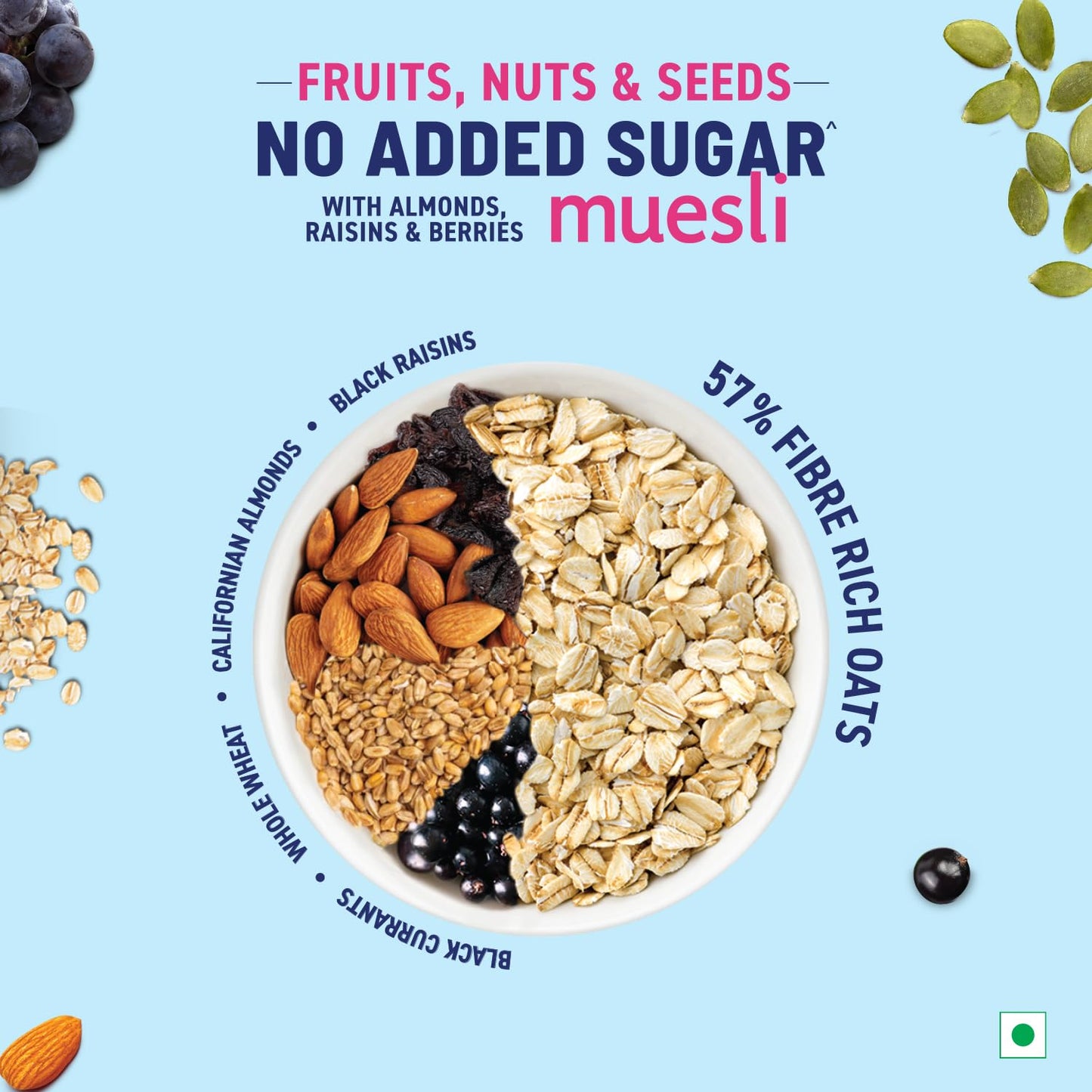 Bagrry’s No Added Sugar Muesli – 700g | Whole Grain Breakfast Cereal with Fruits, Nuts & Seeds