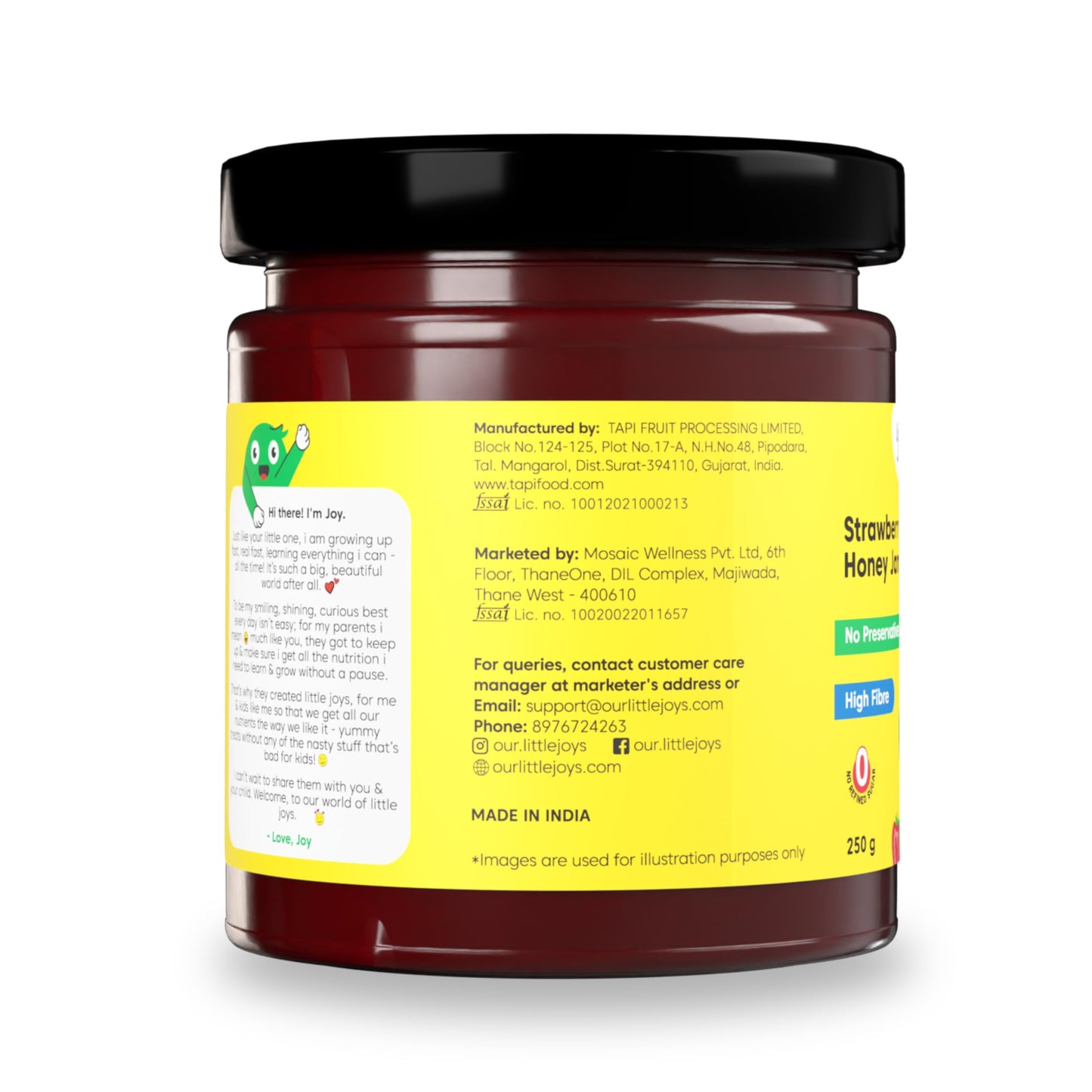 Little Joys Strawberry Honey Jam 250g | No Added Sugar, No Preservatives | Gut-Friendly Spread