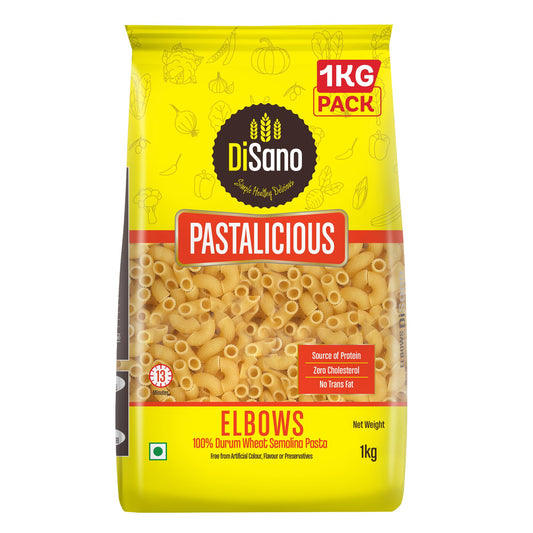 DISANO Elbows Pasta, 1Kg, 100% Durum Wheat, No Maida, Vegetarian