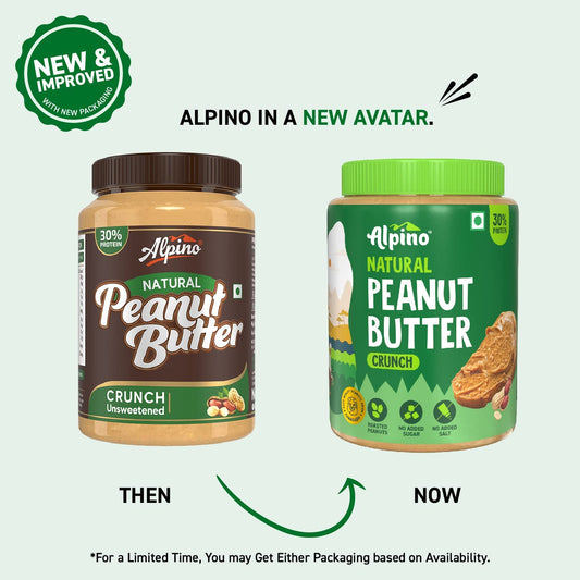 ALPINO Peanut Butter Smooth 1kg - Unsweetened, 30g Protein, Vegan
