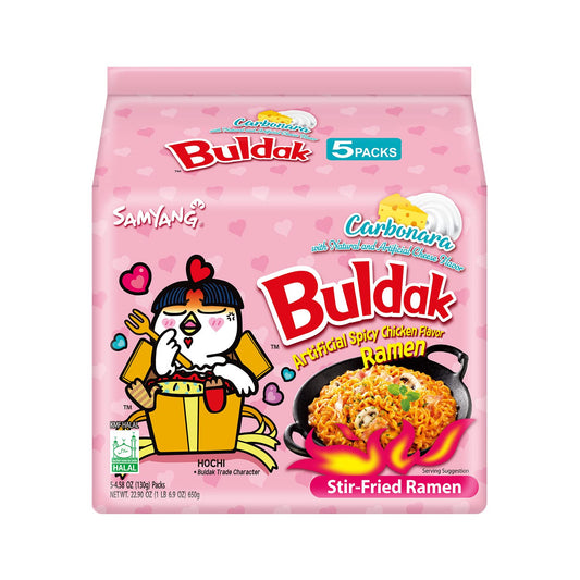 SAMYANG Hot Chicken Flavor Ramen Buldak Carbonara Noodles, Pack of 5 (650g)