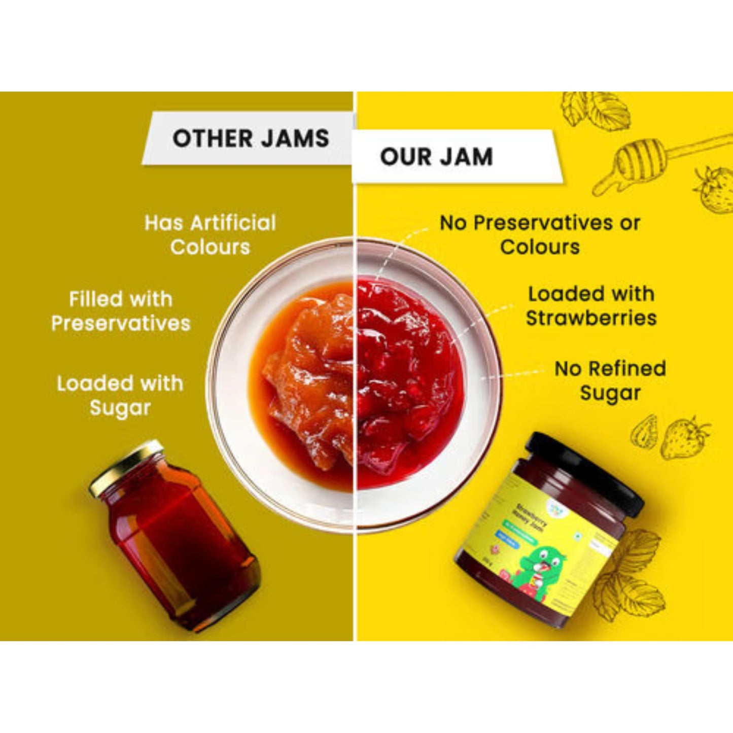 Little Joys Strawberry Honey Jam 250g | No Added Sugar, No Preservatives | Gut-Friendly Spread