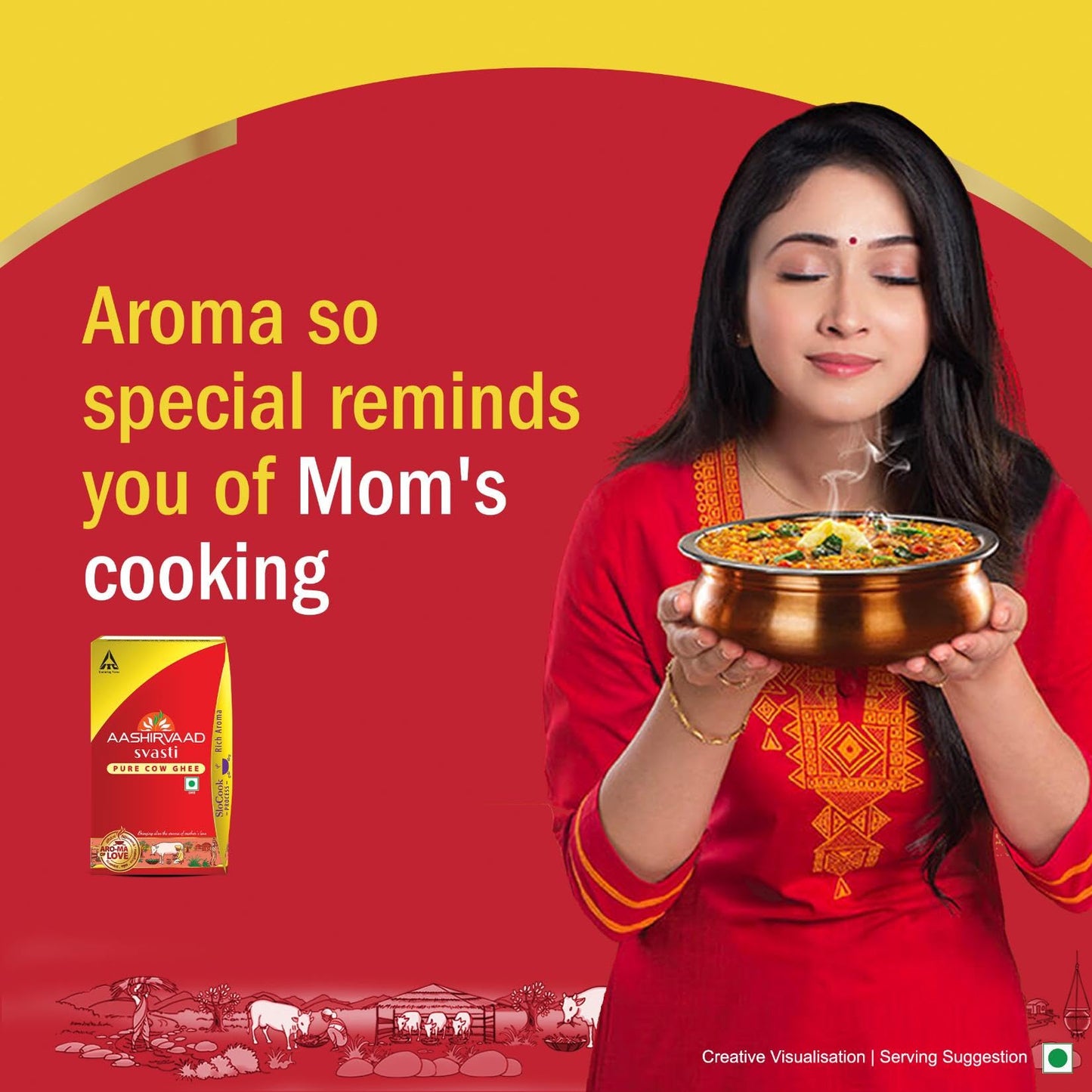 Aashirvaad Cow Ghee, Tetrapack, 1L - Rich Aroma