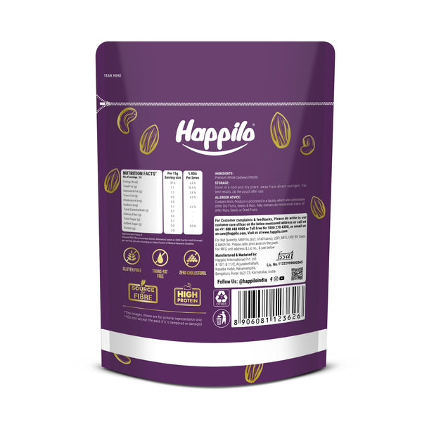 Happilo Whole Cashews 500 g Value Pack | Gluten Free, High Protein