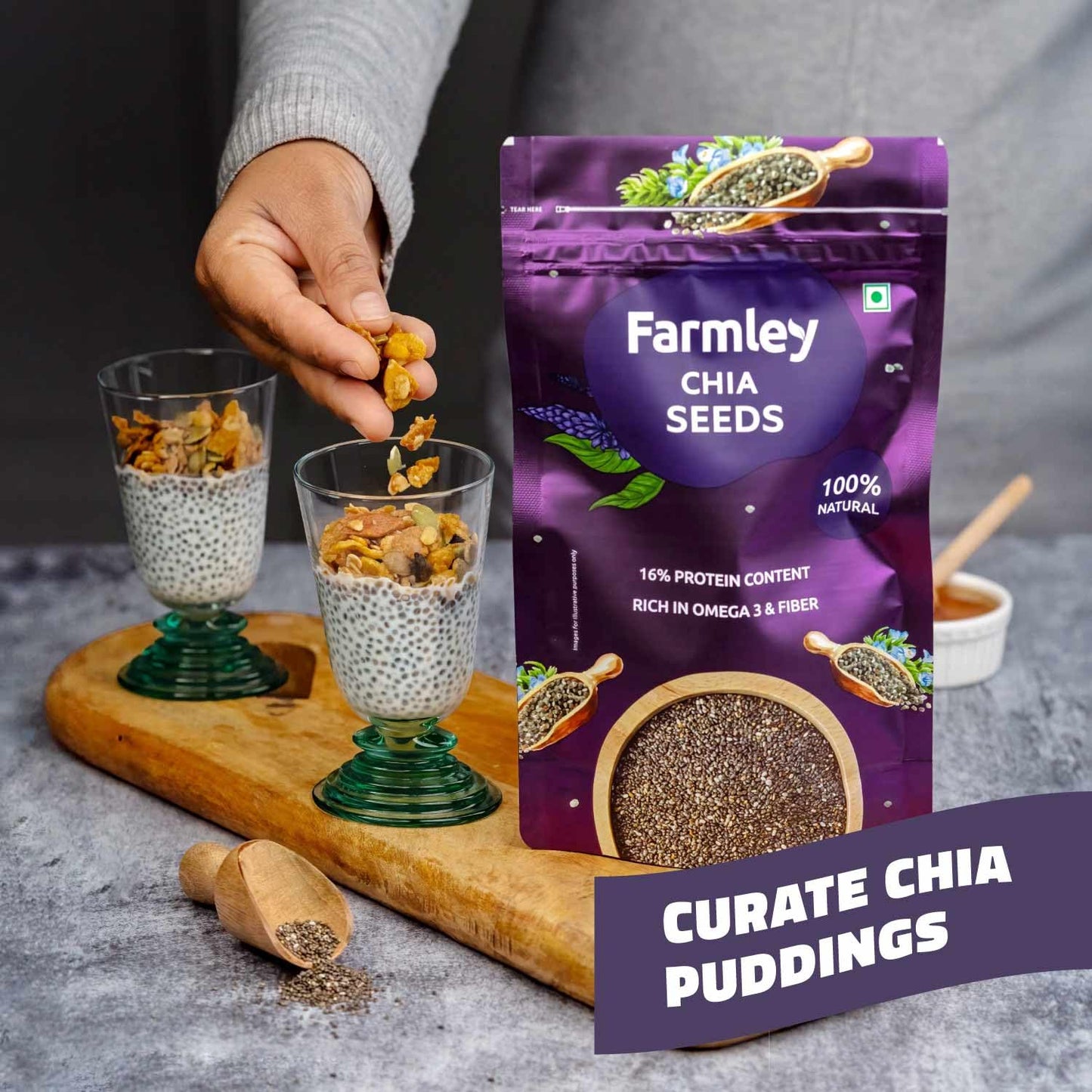 Farmley Chia Seeds 200g | Nutrient-Rich Superfood for Weight Management