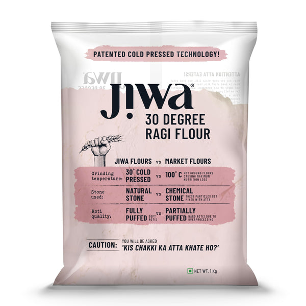 JIWA Organic Ragi Flour, 1 Kg - Freshly Cold Pressed Atta