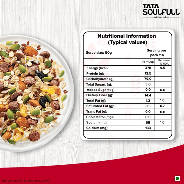 Tata Soulfull Millet Muesli 700g - 0% Added Sugar, High in Fibre